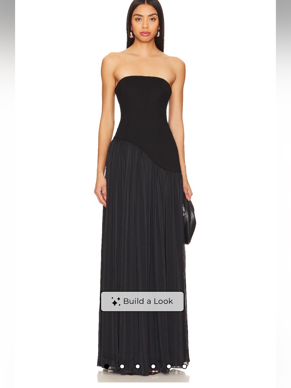 Lovers + Friends Strapless Black Pleated Maxi Dress